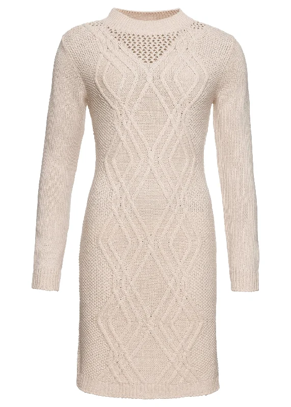 Cable knit sweater dress - Beige